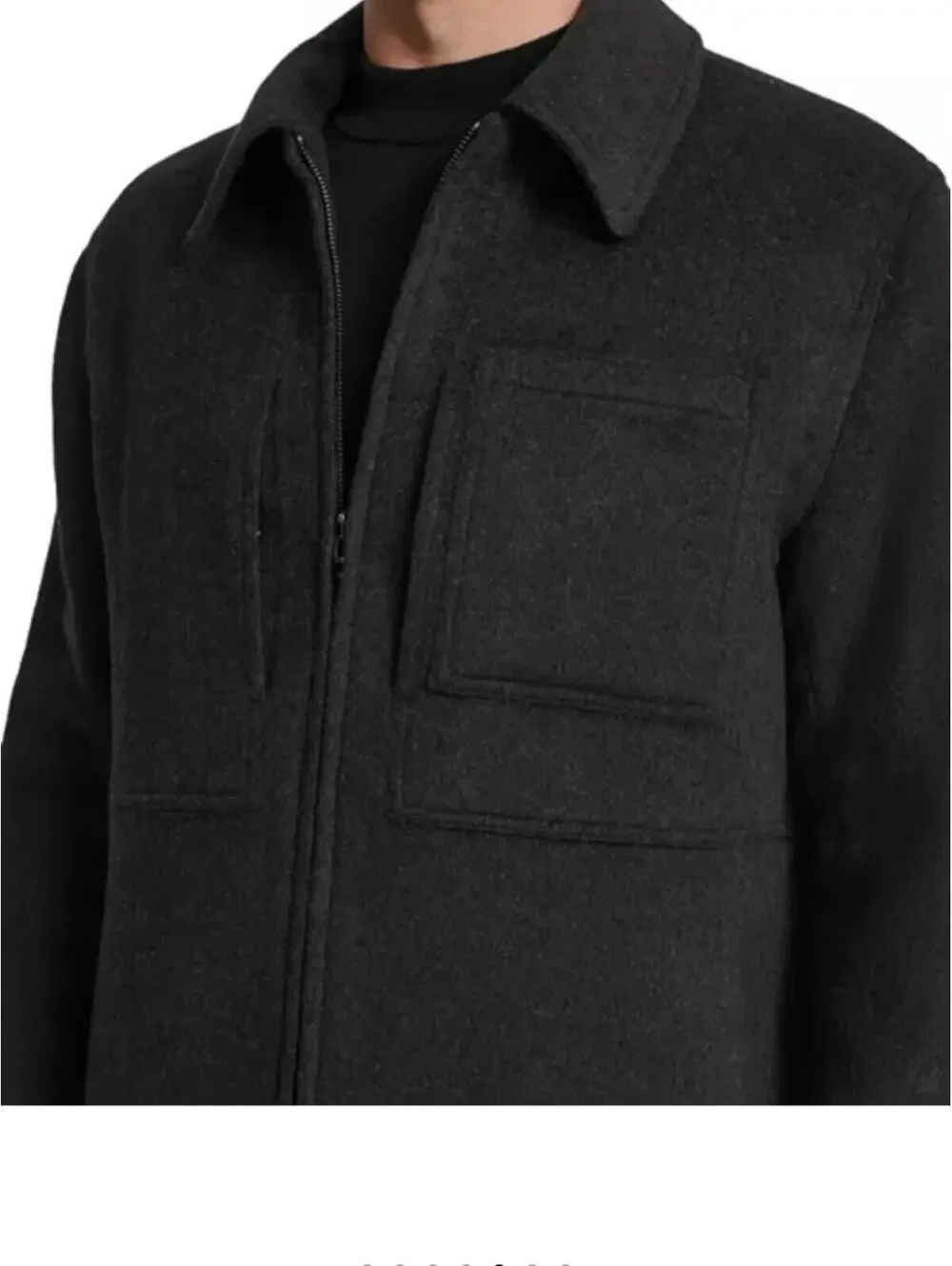 Cole Haan Dark Charcoal Zip-Front Shirt Jacket